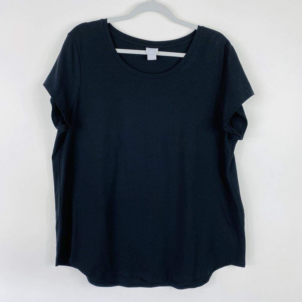 Chico's Zenergy T-Shirt XL 3 16 18 Black Back Pleat Tee Top UPF Short Sleeve